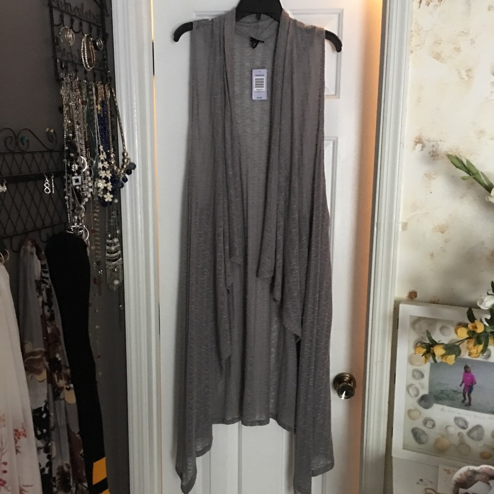 Torrid 4X Grey Pointelle Drape Duster Vest